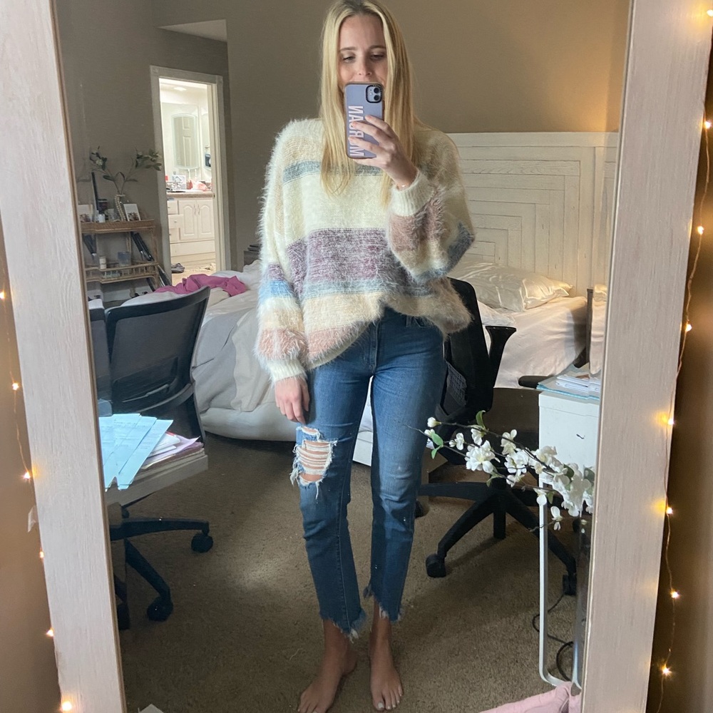 Oversized Neutral Striped Sweater